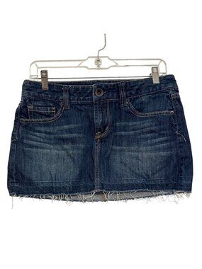 y2k X2 Womens Denim Mini Skirt size 4 Distressed